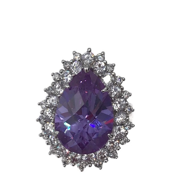 Charles Winston CWE Sterling Silver Purple CZ Ring - Picture 3 of 7